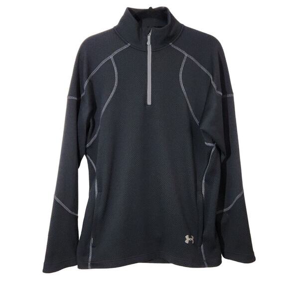 Under Armour Loose Coupe Lache Jacket Black Athleisure Men's Size M Quarter Zip - Picture 1 of 10